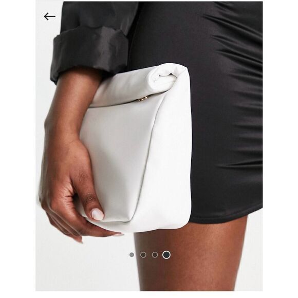 ASOS Design Roll Top Clutch Bag White - Picture 2 of 5